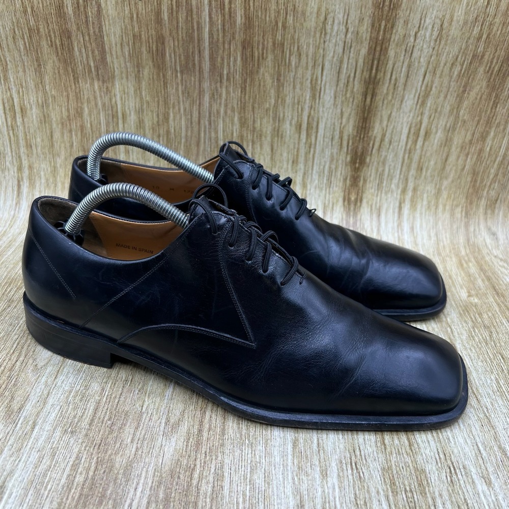 Mezlan Oxford Dress Shoes Men's Size 10 M Black Leather Square Toe Made in Spain